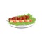 Meat and salmon kebab, grilled food on a skewers served on a plate vector Illustration on a white background