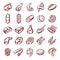 Meat and sausages vector isolated icon set