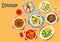 Meat and seafood dishes icon for menu design