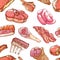 Meat seamless pattern vector illustration on white background