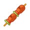 Meat skewer Fast food icon sketch Vector