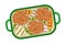 Meat Slice and Grilled Vegetables Rested on Tray Above View Vector Illustration