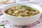 Meat soup with beef, mung green beans, legumes, hot Indian