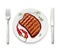 Meat steak at with fork vector illustration.