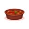 Meat stew with bean in a bowl, Bulgarian cuisine national food dish vector Illustration on a white background