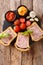 Meat terrine, pate with spices, garlic served with vegetables an