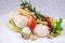 Meat of turkey with mozzarella, vegetables and avocado