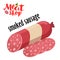 Meat vector - smoked sausage. Fresh meat icon