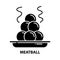 meatball icon, black vector sign with editable strokes, concept illustration