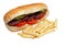 Meatball Sandwich with chips isolated