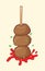 Meatball skewer with tomato sauce vector