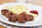 Meatballs with boiled potato and jam