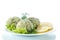 Meatballs steam fish with greens