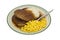 Meatloaf with gravy potatoes and corn TV dinner on plate