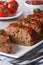 Meatloaf with ketchup closeup, vertical