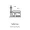 Mecca icon vector from world landmarks collection. Thin line Mecca outline icon vector illustration. Linear symbol for use on web