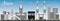 Mecca Skyline with Landmarks and Blue Sky.