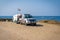 Mecdicine rescue base on the beach in Torre Astura, Italy