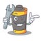 Mechanic battery mascot cartoon style