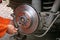 Mechanic changing brake disc