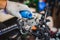 Mechanic Check and Add Brake Fluid on Motorcycle brake reservoir