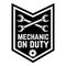 Mechanic on duty. Emblem template with crossed wrenches.Car repair. Design element for logo, label, emblem, sign.