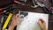 Mechanic engineer works with tablet on his desk