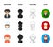 Mechanic, entertainer, cook, fireman.Profession set collection icons in cartoon,black,outline,flat style vector symbol