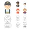 Mechanic, entertainer, cook, fireman.Profession set collection icons in cartoon,outline style vector symbol stock