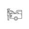 mechanic, garage, man line icon on white background