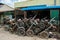 A mechanic garage and workshop, with out of order engines waiting for repairs, Phnom Penh, Cambodia