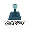 Mechanic gearbox icon. Flat illustration of mechanic gearbox  icon for web design with hand lettering text