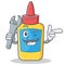 Mechanic glue bottle character cartoon