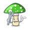 Mechanic green amanita mushroom mascot cartoon