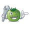 Mechanic green tomato in shape of mascot