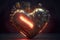 Mechanic heart. Glowing robotic heart concept. Generative AI