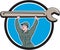 Mechanic Lifting Spanner Wrench Circle Cartoon