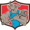 Mechanic Minotaur Bull Spanner Shield Cartoon