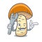 Mechanic orange cap boletus mushroom mascot cartoon