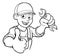 Mechanic or Plumber Handyman With Spanner Cartoon