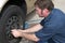 Mechanic Removing Lug Nuts