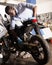 Mechanic is repairing modern moto in the workshop