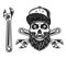 Mechanic skull in baseball cap and wrench vector