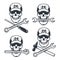 Mechanic Skull in cap with spanner and hammer - retro logo