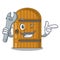 Mechanic vintage wooden door on mascot cartoon