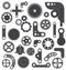 Mechanic wheels and gears isolated