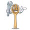 Mechanic wooden fork mascot cartoon