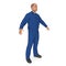 Mechanic Worker Wearing Blue Overalls Standing Pose. 3D Illustration