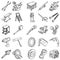 Mechanical - 2 Set Icon Vector. Doodle Hand Drawn or Outline Icon Style