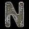 Mechanical alphabet made from rivet metal with gears on black background. Letter N. 3D